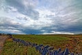 Stone fenced path to Moher Tower along the Cliffs of Moher Royalty Free Stock Photo