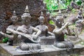 Stone figurines of ancient mythical musicians in traditional Thai culture. Magical Buddha Garden on Koh Samui