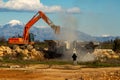 Stone filled rock crusher with stone crusher and bucket