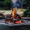 Stone Fire Pit Blaze Royalty Free Stock Photo