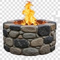 Fire pit with burning fire isolated on white background Royalty Free Stock Photo