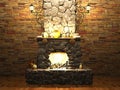 Stone fireplace