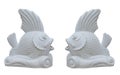 Stone fish sculpture decoration for fountain isolated