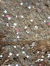 stone floor with carnival confetti