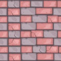Stone floor cartoon seamless pattern, brick wall texture, multicolored road pavement background, cracks. Royalty Free Stock Photo