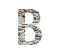 Stone font letter B isolated on white background. Letters and symbols.