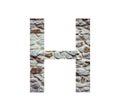 Stone font letter H isolated on white background. Letters and symbols.