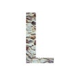 Stone font letter L isolated on white background. Letters and symbols.