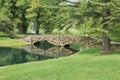 Stone Footbridge Crossing Pond In Spring Grove Cemetery, Cincinnati, Ohio Royalty Free Stock Photo