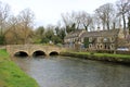 Stone footbridge landscape in cotswolds, Britain Royalty Free Stock Photo