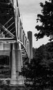 Stone footings and iron framework of bridge to Cape Cod Royalty Free Stock Photo