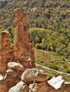 Stone Formation above Ruins in Frijoles Canyon Royalty Free Stock Photo