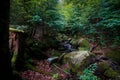 Stone formation in the mountains - moss covered rocks in the mountain. Royalty Free Stock Photo