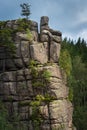 Stone formation in the mountains - Swedish rocks - Karkonosze mountains Giant Mountains Poland. Royalty Free Stock Photo