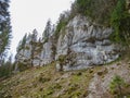 Stone formations near saut du doubs waterfall in the region of d