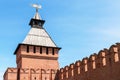 The stone fortress in the center of Tula is the Tula Kremlin. Kremlin towers.