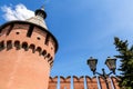 The stone fortress in the center of Tula is the Tula Kremlin. Kremlin towers.