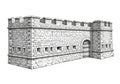 Stone fortress with crenellated battlements and rectangular Royalty Free Stock Photo