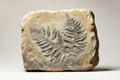 Stone with fossilized fern imprint. Generative AI. Royalty Free Stock Photo