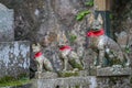 Stone fox statues in a Inari Shrine in Arima Onsen, Kobe, Japan Royalty Free Stock Photo
