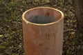 Stone garbage bin. Concrete cylinder for waste Royalty Free Stock Photo