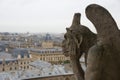 Stone gargoyle overlooking Paris from the Notre Dame Royalty Free Stock Photo
