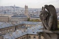 Stone gargoyle overlooking Paris from the Notre Dame Royalty Free Stock Photo