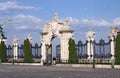 Stone gate and fence Buda royal castle Royalty Free Stock Photo