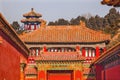 Stone Gate Yellow Roofs Forbidden City Palace Beijing China Royalty Free Stock Photo