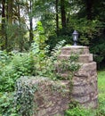 Stone gatepost, with lamp