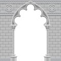 Stone gothic arch and wall in black and white colors Royalty Free Stock Photo