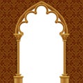 Stone gothic gate with classic decorative background