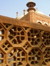 Stone grate, detail of architecture buildings  on area  in Taj Mahal Royalty Free Stock Photo