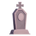 Stone grave, memorial in cartoon style isolated on white background. Funeral, cemetery object. Afterlife monument. Royalty Free Stock Photo