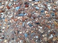 Stone and gravel in river, water scenery, with long exposure surreal abstract view of a woodland