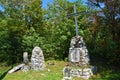 Stone graves behind the Italian charnel house near Kobarid Royalty Free Stock Photo