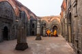 A stone hall at the ruins of an ancient Qutb Shahi mosque in the village of Pandua near