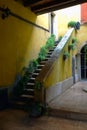 Stone hallway with upward staircase Royalty Free Stock Photo