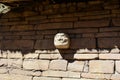 Stone head in the ruins of Chavin de Huantar, in Huascaran National Park, Peru