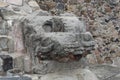 Stone head in the Temple of the Feathered Serpent, in Teotihuacan, Mexico Royalty Free Stock Photo