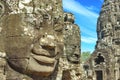 Stone head on towers of Bayon temple