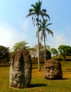 Stone heads of tabasco Mexico