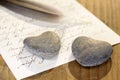 Stone hearts with letter