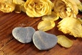 Stone hearts with roses
