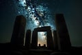 stone henge mock building against the backdrop of night and space. Neural network AI generated