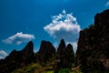 Stone hill and beautiful blue sky background, local landscape at Banmung, Neonmaprang, Pitsanulok, north of thailand.