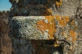 Stone hinge covered by moss and lichens Royalty Free Stock Photo