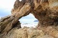 Stone hole and the sea with the sky at Payam Island