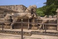 Stone horse chariot of the Sun Temple Royalty Free Stock Photo