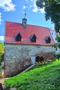 Stone House of the rich citizen with a ladder in Vyborg, Russia